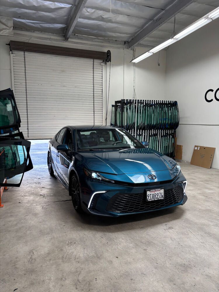 A Toyota Camry in the Connect Auto Glass shop